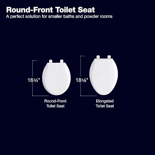 KOHLER 24294-0 Figure ReadyLatch Round-Front Toilet Seat, Quiet-Close Lid and Seat, Countoured Seat, Grip-Tight Bumpers and Installation Hardware, White