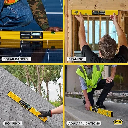 M-D Building Products 92288 SMARTTOOL® 24 Inch Digital Level: Precision Measurement with LCD Screen, Audible Alerts, Water Resistance, High Visibility, and Heavy-Duty Aluminum Frame