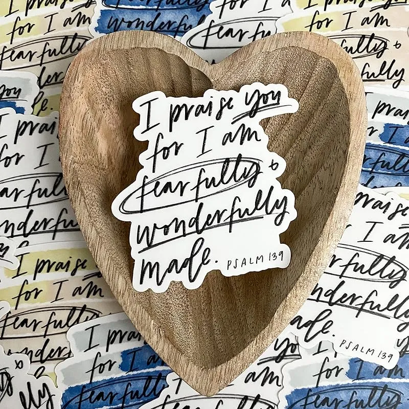 Psalm 139 sticker | Christian stickers | Waterproof, vinyl decals about God, Jesus, religion, faith for your laptop, hydro flask, Bible, journal etc | You are fearfully & wonderfully made