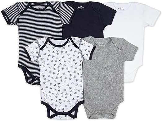 Burt's Bees Baby Unisex Baby Bodysuits, 5-pack Short & Long Sleeve One-pieces, 100% Organic Cotton Bodysuit