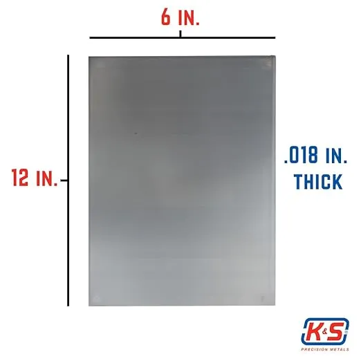 K&S Sheet Metal Stock, Made in The USA,Stainless Steel/Silver