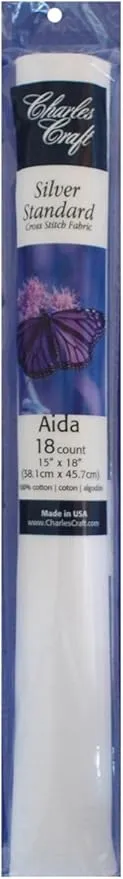 Charles Craft Silver Label Aida 18 Count 15"X18" Soft Tube-White