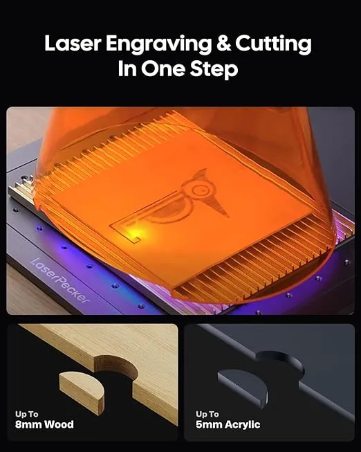 LaserPecker LP4 Dual Laser Engraver, Fiber and Diode Laser Engraving Machine for Metal Wood Plastic Acrylic Leather Jewelry Making Craft Handmade Engraving and Laser Cutter, Basic Set