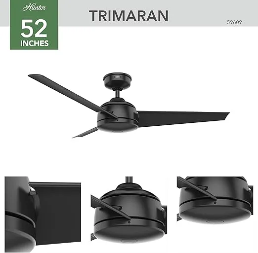 Hunter Fan Company 59609 Trimaran Ceiling Fan, 52, Matte Black Finish