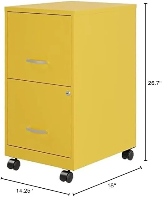 Hirsh Industries Space Solutions 18" D 2Drawer Mobile Metal Vertical File Cabinet Yellow/Goldfinch