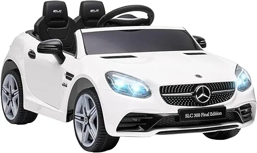 Aosom Mercedes SLC 300 Licensed Kids Electric Car with Remote Control, 12V Battery Powered Kids Ride on Car with Music, Lights, Suspension for 3-6 Years Old, White