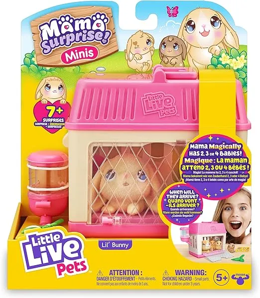Little Live Pets - Mama Surprise Minis Bunny, Plush Bunny with Sounds and Movements, Who Has Babies, Interactive Pet, Toy for Boys and Girls +5 Years Old