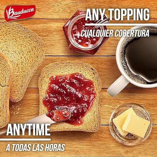 Bauducco Toast - Delicious, Light & Crispy Toasted Bread - Original & Whole Wheat - Ready-to-Eat Breakfast Toast & Sandwich Bread - No Artificial Flavors - 30 oz (Pack of 6)