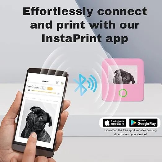 Core Innovations Wireless Mini Portable Thermal Printer Label Maker, Paper Included for Android and iOS Phone - Pink