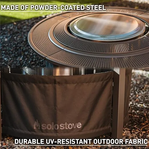 Solo Stove 42 Inch Fire Pit Surround Tabletop - Portable Protective Barrier for Wood Burning Fire Pits for Safety & Extra Space - Powder-Coated Steel and UV-Resistant Outdoor Fabric, Black