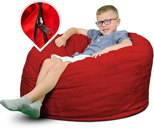 ULTIMATE SACK 3000 (3 ft.) Bean Bag Chair Cover in Multiple Colors: Cover ONLY. (3000, Red Suede)