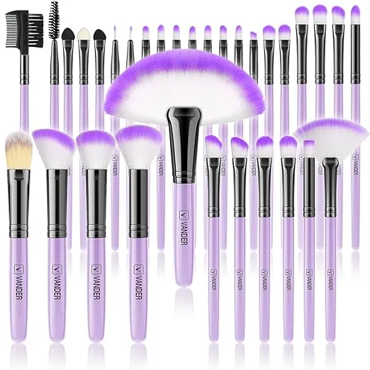 Make up Brushes, VANDER Professional 32pcs Makeup Brush Set, Makeup Brushes Set Foundation Blending Cosmetic Brush Set Kit,Purple(Cosmetic bag not included)