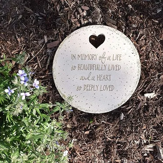 Pavilion Gift Company - in Memory of A Life So Beautifully Live & A Heart So Deeply Loved - 10" Round Weather Proof Garden Stone