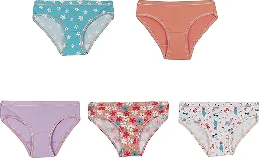 Hanes Ultimate Girls' Underwear, Cotton Stretch Panties, Briefs, Bikinis, & Hipsters, 5-Pack