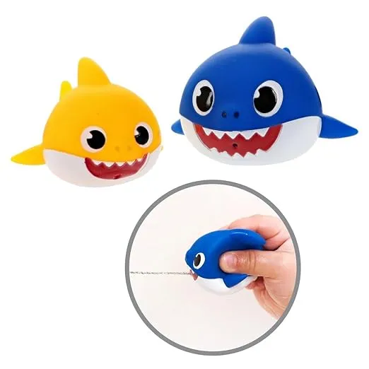 Nickelodeon Pink Fong Baby Shark Bath Toys Set for Children's Tub Time - Cups, Finger Puppets, and Bath Squirters, Blue/Green, 10 Pieces