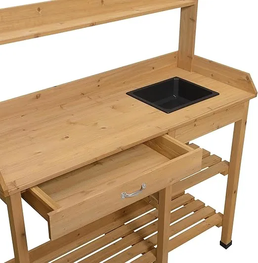 Convenience Concepts Deluxe Potting Bench, Light Oak
