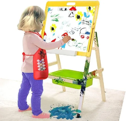KUUQA Kids Art Apron with Two Pockets Children Painting Smocks Bulk for Craft Home Kitchen Classroom Painting Supplies