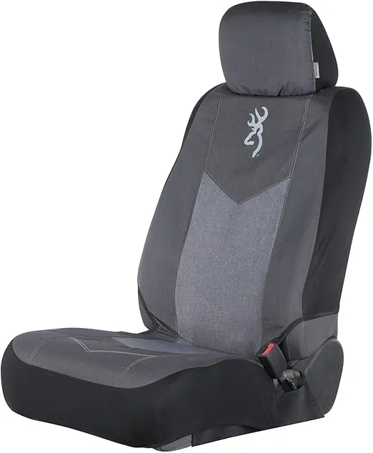 Browning Universal Front and Bench Seat Covers, Water Resistant for Car, Truck, and SUV, Chevron (Heather Black)