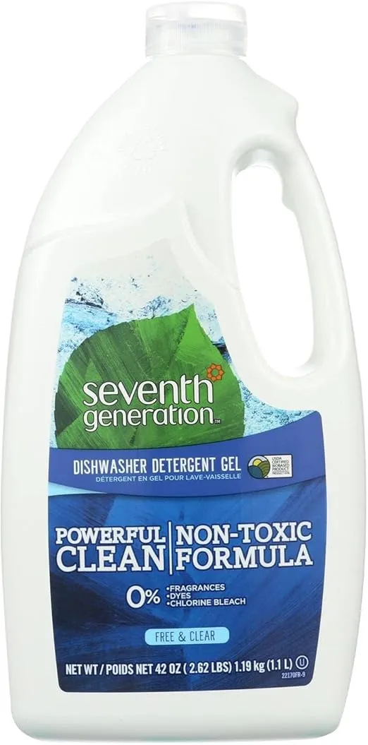 Seventh Generation Free and Clear Automatic Dishwasher Gel, 42 Ounce - 6 per case.