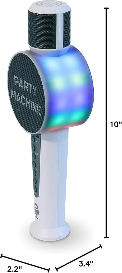 Singing Machine Wireless Karaoke Microphone for Kids & Adults, Party Machine Mic (White) - Portable Handheld Bluetooth Microphone with Speaker & Voice Changer Effect - Karaoke Mic for Singing