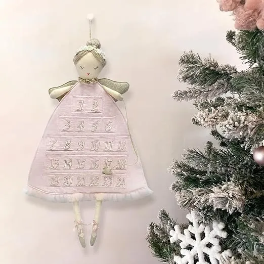 MON AMI Holiday Ballerina Inspired Plush Advent Countdown to Christmas Calendar, Wall Hanging, Christmas Decor, 26IN