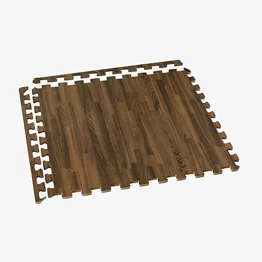 Forest Floor 5/8 Inch Thick Printed Foam Tiles, Premium Wood Grain Interlocking Foam Floor Mats, Anti-Fatigue Flooring