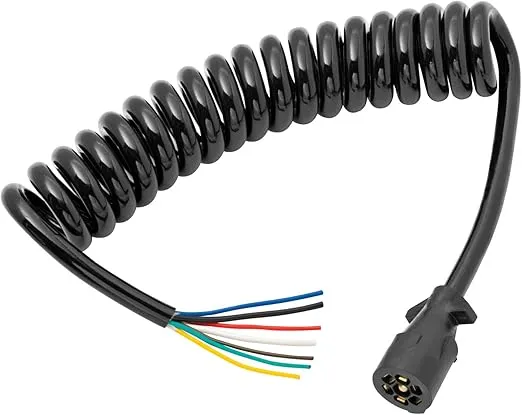 Bargman 54006-044 Molded Heavy-Duty 7 Way Trailer Wire End Connector Harness, 8 Foot Length, Splices Easily to Trailer Lighting System, Weather Resistant