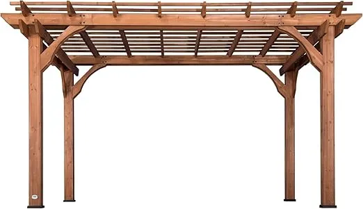 Backyard Discovery 14x10 ft All Cedar Wood Pergola, Durable, Quality Supported Structure, Snow and Wind Supported, Rot Resistant, Backyard, Deck, Garden, Patio, Outdoor Entertaining