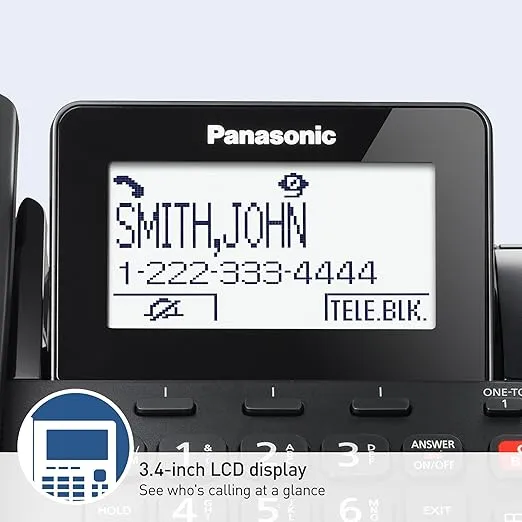 Panasonic Corded/Cordless Phone with Advanced Call Block, 2-Way Recording and Digital Answering Machine, 2 Handsets Expandable up to 6 Cordless Handsets - KX-TGF852B (Black)