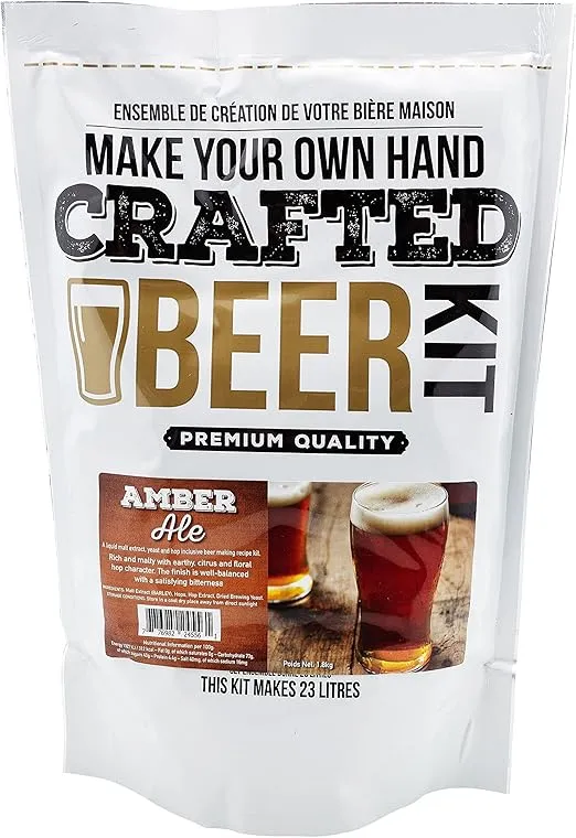 ABC Crafted Series Beer Making Kit | Beer Making Ingredients for Home Brewing | Yields 6 Gallons of Beer | (Amber Ale)