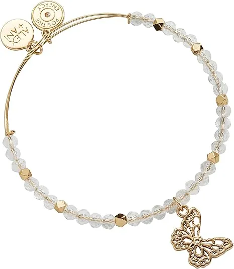 Alex and Ani Filigree Butterfly and Crystal Beaded Bracelet