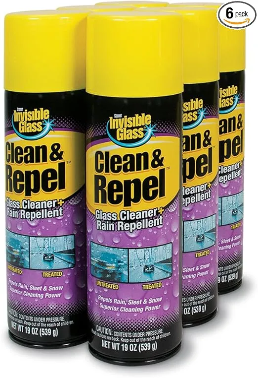 Invisible Glass 91184-6PK Premium Glass Cleaner with Rain Repellent for Exterior Automotive Glass and Windshields to Shield Against Rain, Snow, and Sleet, 19 Oz, Pack of 6