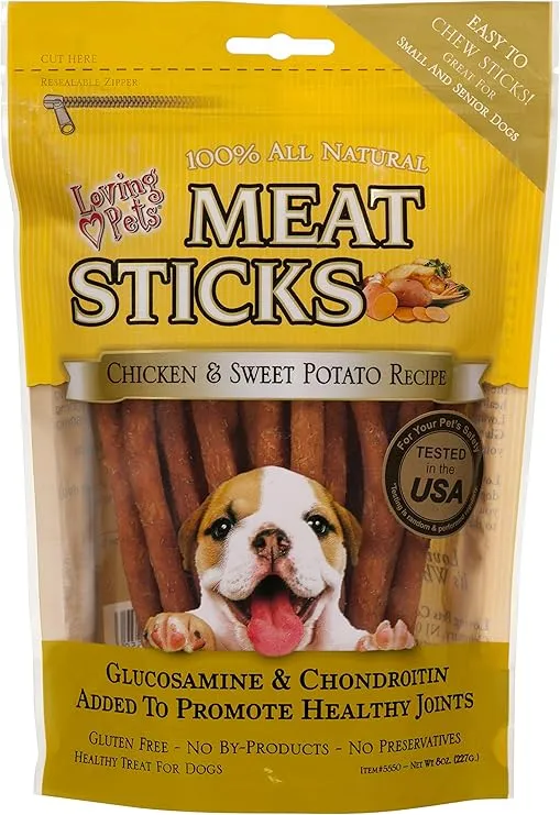 Loving Pets Gourmet Meat Sticks - Sweet Potato and Chicken Recipe, Dog Treats, 8oz