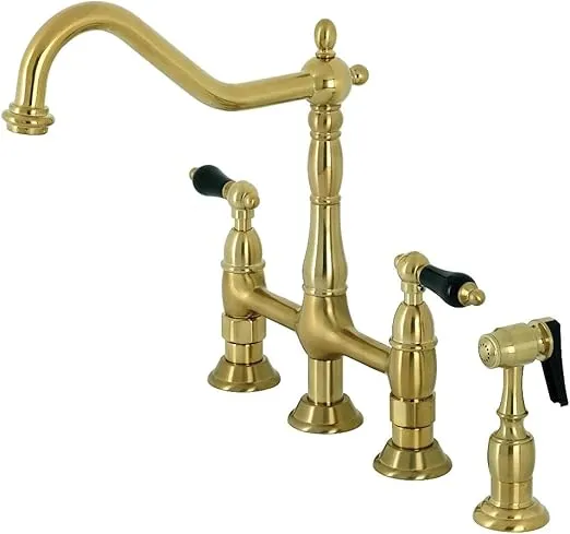 Kingston Brass KS1277PKLBS Duchess Bridge Kitchen Faucet, Brushed Brass