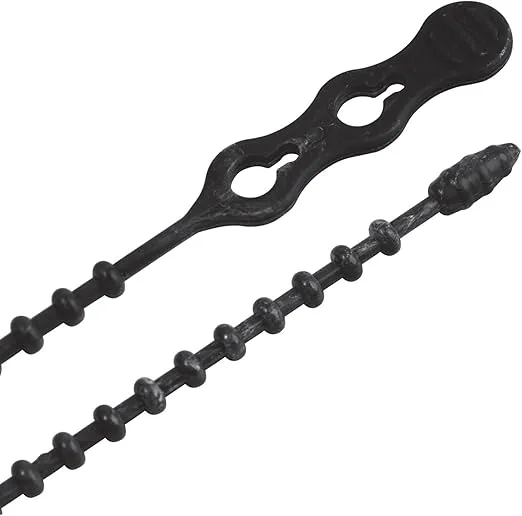 Gardner Bender 46-8BEADBK Beaded Cable Tie Wrap, 8 inch, 70 lb, Reusable, Adjustable Wire and Cord Management, 40 Pk, UV Resistant Black