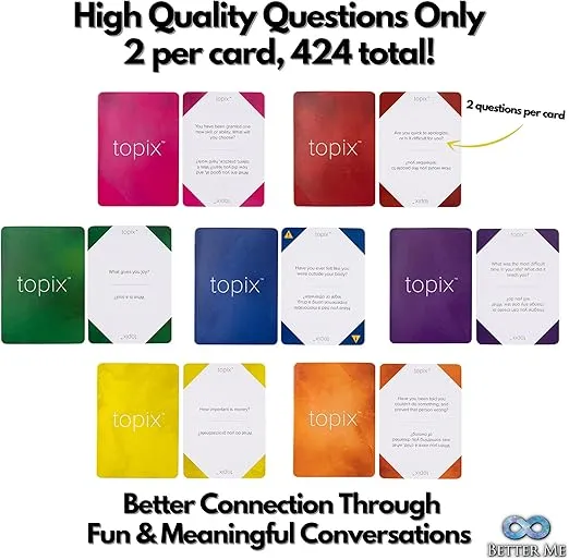 TOPIX - 424 Conversation Starters, Family Dinner Conversation Cards & Date Night Ice Breaker Topics for Married Couple or Old Friends, Recall Our Best Moments