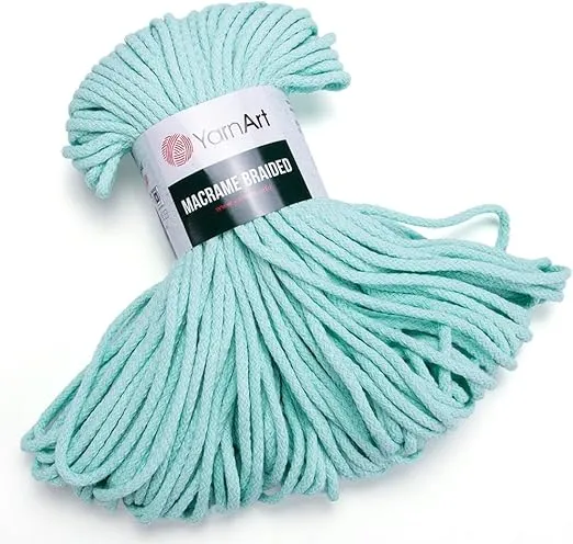 YarnArt Macrame Braided 5MM - YarnArt Macrame Braided Pastel and Vivid Colors 5MM Soft Cotton Content to Design Wall Hangings, Table Runners, Cushion Covers, Rugs and Accessories (775)