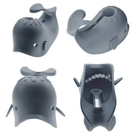 Bath Spout Cover for Bathtub - Protects Baby from Bumping Head During Bathing Time Baby Faucet Cover Universal Faucet Protective Cover Whale Design(Grey)