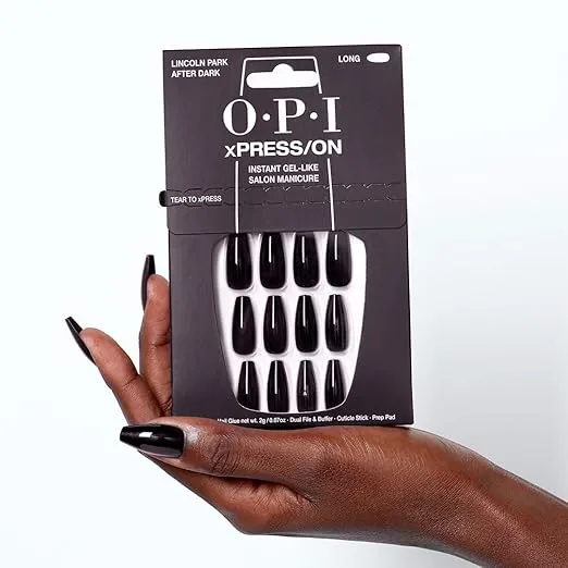 OPI xPRESS/ON Press on Nails | Long Coffin Nail Art Press On Nails | With Nail Glue | Long Lasting, Reusable, Non-damaging