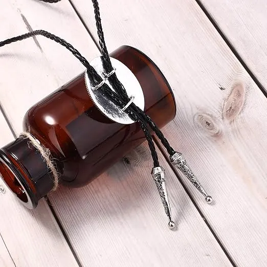 Jstyle 4Pcs Bolo Tie for Men Western Cowboy Leather Necktie Halloween Costume Accessories for Men Women