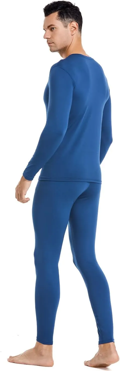 PISIQI Thermal Underwear Men Ultra-Soft Long Johns Set with Fleece Lined Base Layer Winter Skiing Warm Top & Bottom