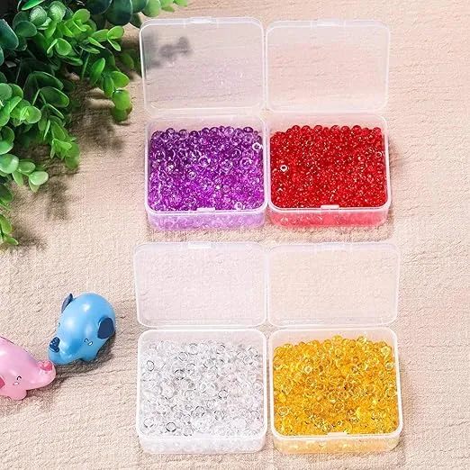 SATINIOR 12 Pack Clear Plastic Beads Storage Containers Box with Hinged Lid for Beads and More (3.3 x 3.3 x 1.2 Inch)