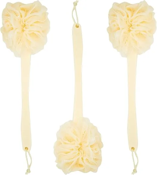 Juvale 3 Pack Long Handled Loofah Back Scrubber, Exfoliating Body Sponge for Shower, Bath (18 in)