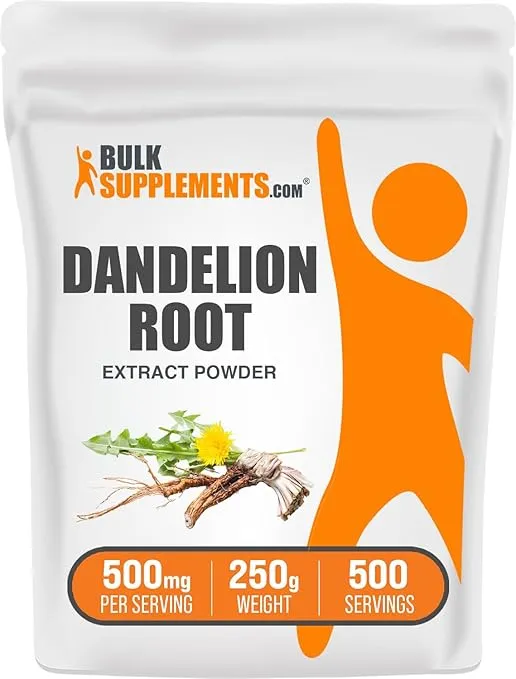 BulkSupplements.com Dandelion Root Extract Powder - Herbal Supplements for Liver & Digestive Support - Gluten Free - 500mg per Serving, 500 Servings (250 Grams - 8.8 oz)