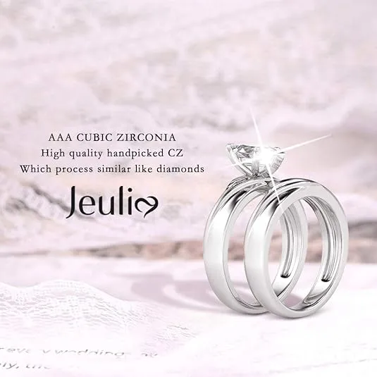 Jeulia Wedding Rings Engagement Rings for Women Anniversary Promise Ring Bridal Sets 925 Sterling Silver with 1.6 ct Primary Stone+ 0.32 ct Side Stone