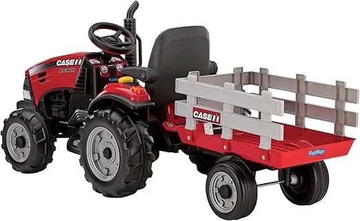 Peg Perego Case IH Magnum Tractor and Trailer 12 Volt Ride on, Red