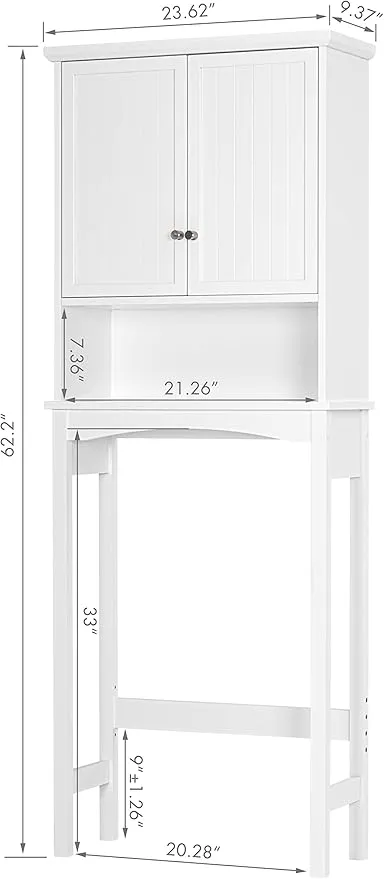 UTEX Over The Toilet Storage Cabinet, Bathroom Above Toilet Cabinet Organizer with Adjustable Shelves, White