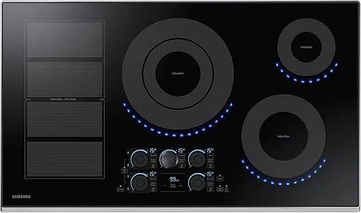 SAMSUNG 36" Built In Smart Induction Cooktop, 5 Elements, Flex Zone, Virtual Flame, Stainless Steel, NZ36K7880US/AA