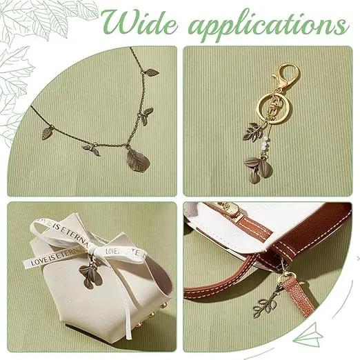 PH PandaHall 150pcs 15 Styles Tree Leaf Charms Pendants, Tibetan Branch Leaves Charms Metal Alloy Leaf Beads Antique Bronze Dangle Charm for Fall Earring Bracelet Necklace Kaychain Jewelry Making