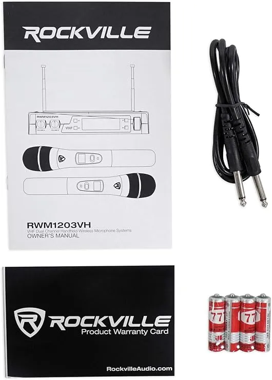Pair Rockville KPS80 8" 3-Way 800w Karaoke/Pro Speakers+Amplifier+Wireless Mics